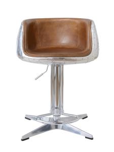 Vintage Tan Brown Leather Counter Height Stools , Kitchen Counter Swivel Stools With Backs