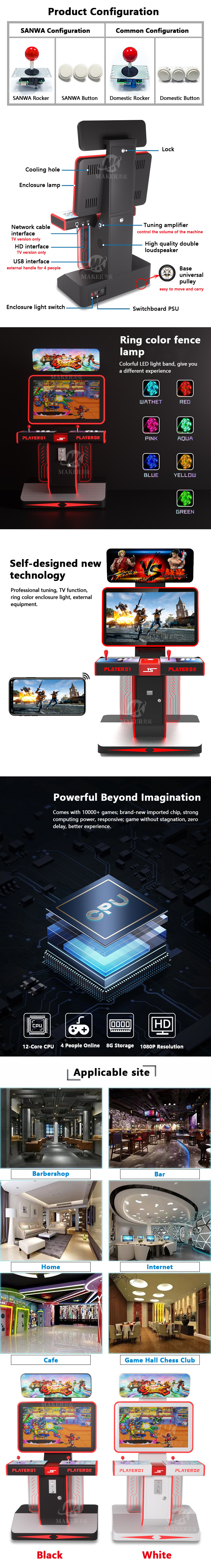 32" 1080p Screen Cabinet Fighting Game Arcade Machine Tabletop