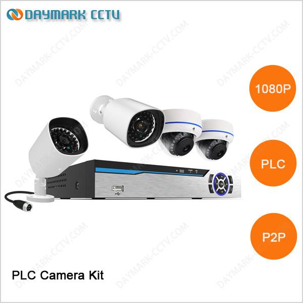 Quality PLC NVR kit HD network 4ch 1080p business security camera systems for sale
