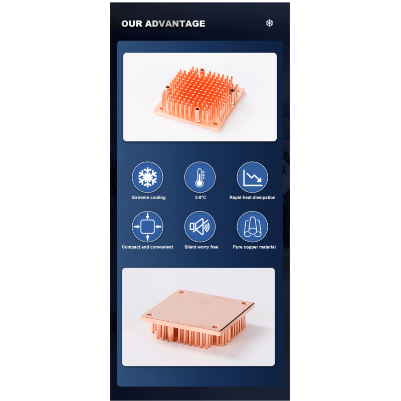 PC CPU Pure Copper Heat Sink Multipurpose Sand Blasting Surface