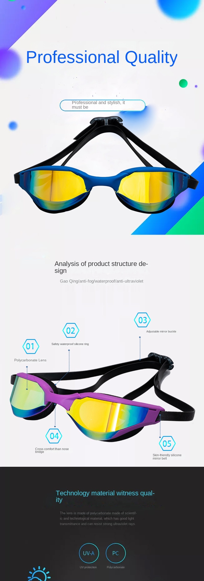 Professional Grade Swimming Goggles: Multiple Colors, Outstanding Performance