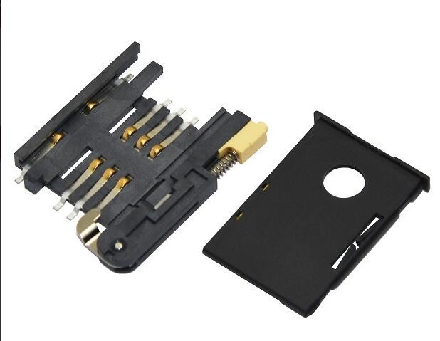 LCP Reel Sim Card Socket 6 PIN Flip Type Selective Gold Flash PA9T PA6T
