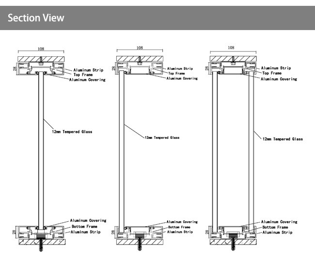 Double Layer Frosted Glass Wall Partition Frameless Glass Wall System With Shutter