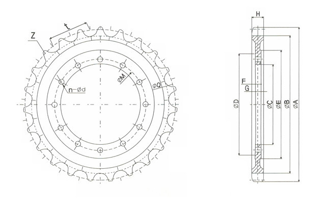 E210B Casting Steel Sprocket Segment Group for Undercarriage Parts