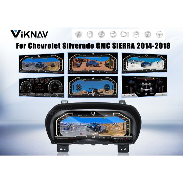 Viknav 13 Inch Car Digital Cluster For Chevrolet Silverado GMC SIERRA 2014-2018 LCD Car Digital Speedometer Dashboard Panel Instrument Panel Virtual