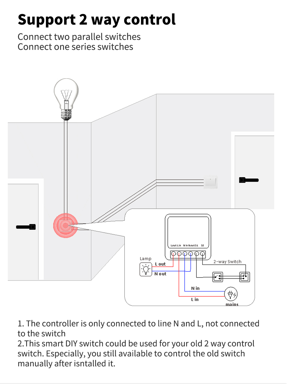 Tuya Alexa Timer Smart Switch 10A Relay Module Work Remote Smart Switch support google Alexa voice control easy install
