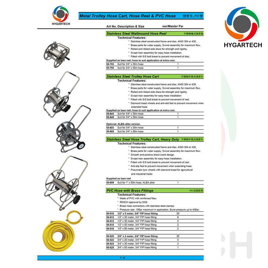 High Durability Stainless Steel Trolley Hose Cart Supplied As Bare Hose Reel For Washing / Gardening / Irrigation