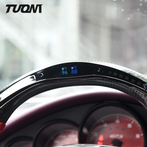 LED Red Leather Porsche Carbon Fiber Steering Wheel Sport Design 350mm