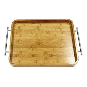 China Bamboo breakfast butler serving tray with stainless steel handles wholesale