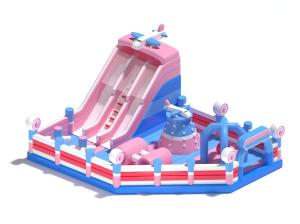 China Kids Inflatable Small Bouncy Castle Pink Blue With Slides on sale