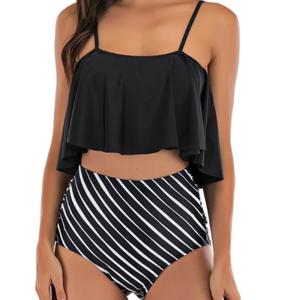 China Tiered Layer Tie a Knot Front Top With Low waist Bikini swimsuit high cut wholesale