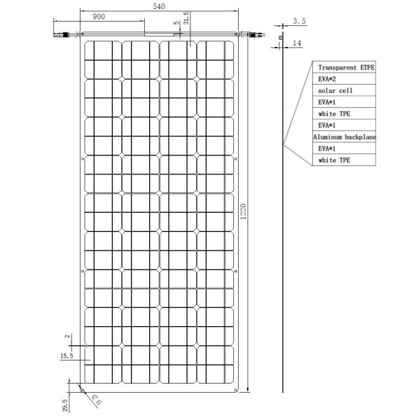 36V 90W Semi Flexible High Efficiency Solar Panels Anti - Extrusion Light Weight