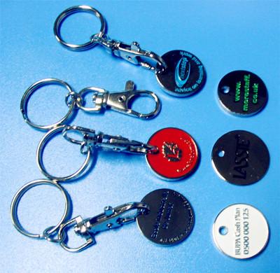 Quality caddy coin key chain, trolley coin keychains, coin holers for sale