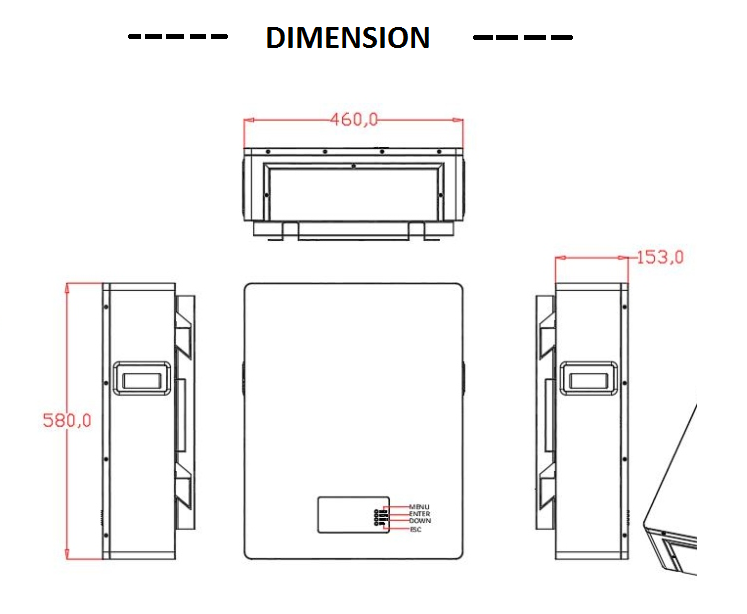 Powerwall 100Ah 5KW Lifepo4 Rechargeable Battery Wall Mounted For Solar Power System