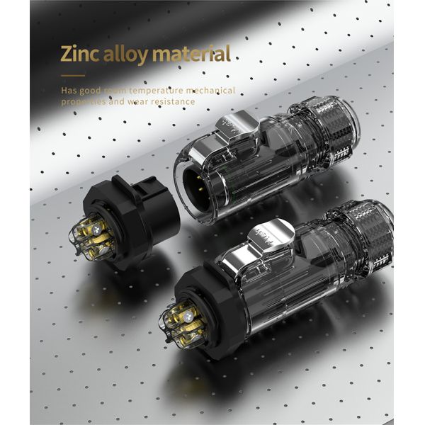 LP20 20A 2-Pin Waterproof Connector IP67 Gold-Plated Brass