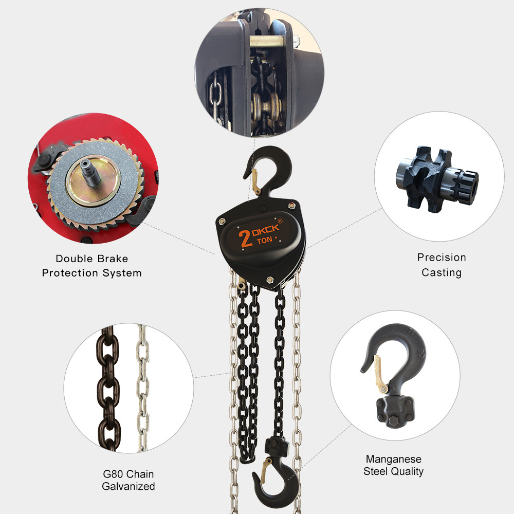 360N 5 Ton Manual Chain Hoist Custom Color Strong Resistance To Pressure