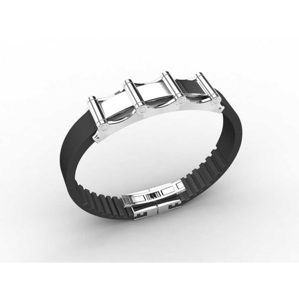 Top Quality Europe Fashion Stainless Steel Genuine Leather Silicone Bangle