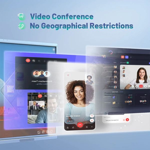 Smart 55 Inch Interactive Whiteboard I5 4+128G 20 Point IR Touch Dual System 4K UHD 1200mp Camera