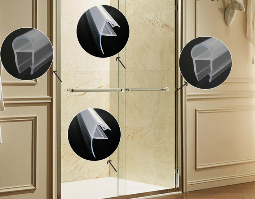 6-12mm Transparent Glass Shower Door Sweep Waterproof Strips with Long Lift Function