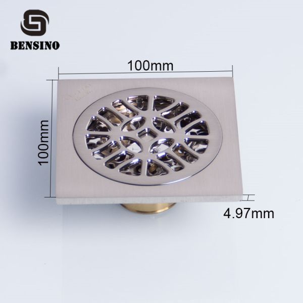 4.9mm Square Clog Proof Brass 10x10cm Kitchen Floor Waste