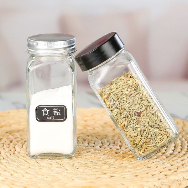 2.8*2.8*10.5cm Transparent Glass Jars 4oz Square Glass Spice Jars Condiment