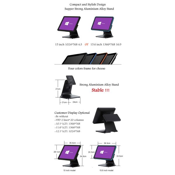 15 Inch Touch Screen Cash Register 32G Point Of Sale 100-260V AC For Supermarket