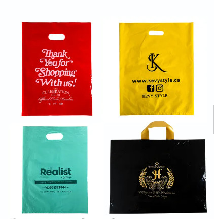 Shopping Custom Printed Die Cut Handle Bags Opaque Recycled Poly Bag