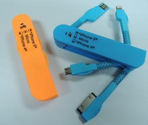 Swiss Army knife design 3 in 1 mobile phone cable for iphone5, micro ,iPhone4