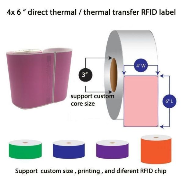 Printable 4x6 Inch UHF Custom RFID Stickers 860 - 960MHz For Zebra Printer