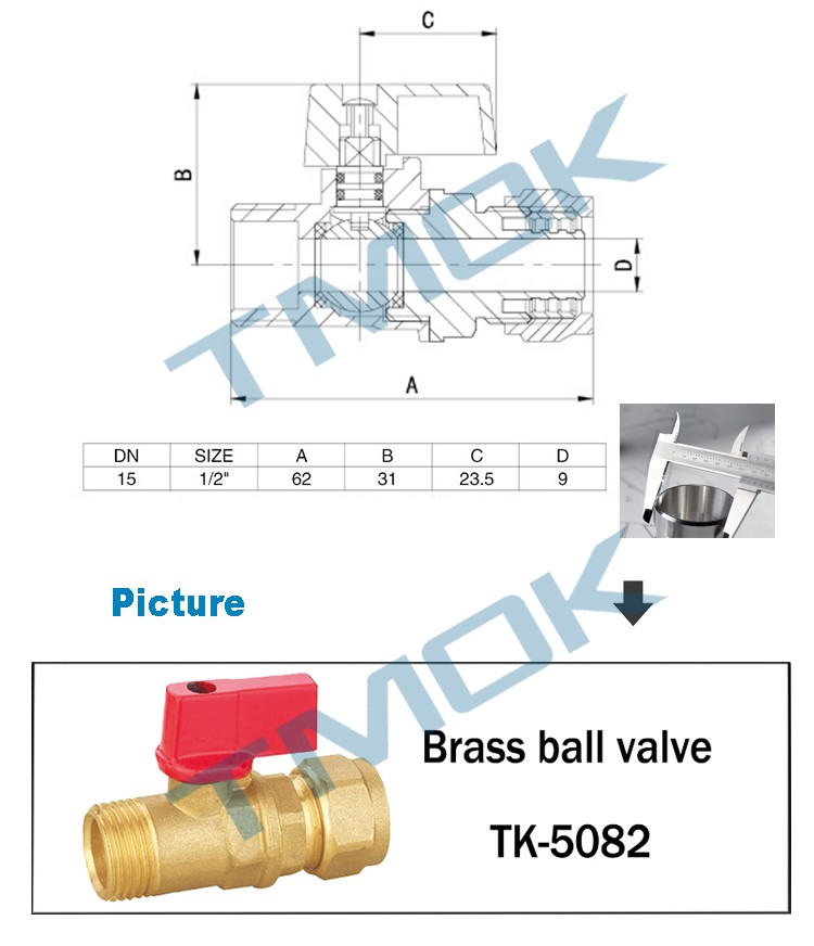 top sales brass color black handle compression fitting external thread brass ball vavle
