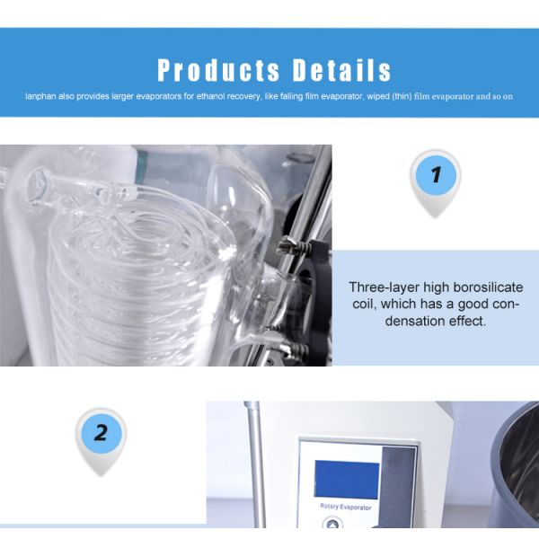 ISO LCD Control Panel 2KW Lab Rotary Evaporator