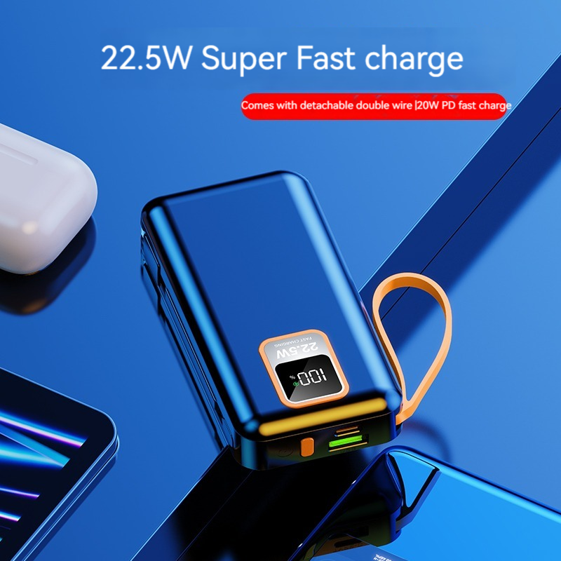 Outdoor 10000mAh TC Port Mini 22.5W Fast Charging Power Bank with Cable and Real Capacity