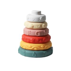 Montessori Sensory Grade Toy Fine Motor Skills Gift For Toddlers Babies Silicone Stack Tower Fun Stacking Game