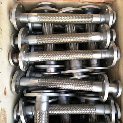 Chemical Anti-Corrosive Gas Compensator 304 SS Braided Metal Hose Flexible With PTFE Flange