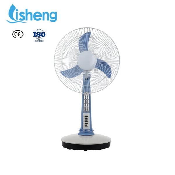 DC 12V 16 / 18 Inch Table Solar Pedestal Fan With LED Light And Lithium Battery
