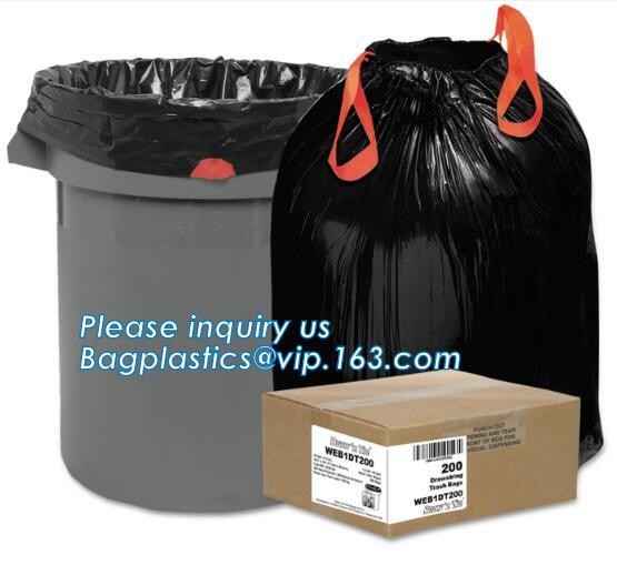 Tall Kitchen Drawstring Trash Bags,Reusable Trash Diaper Bag,gallon black drawstring, durable bin liners 1.2 mil, unscen