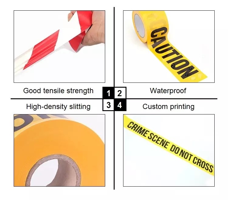 Custom Non Adhesive PE Warning Barrier Tape Road Blocking Safety Maker Caution Tape