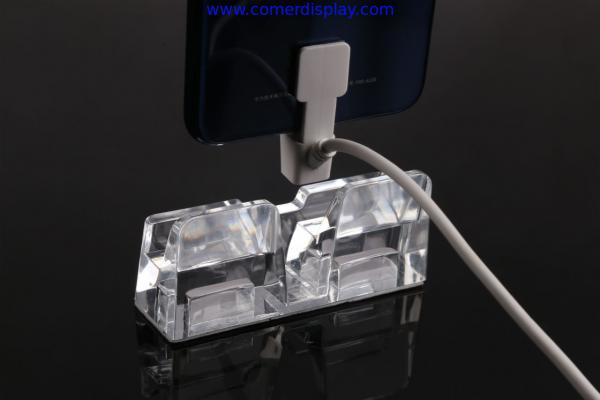 COMER Acrylic stand a4 leaflets holder with alarm control box devices and charging cord