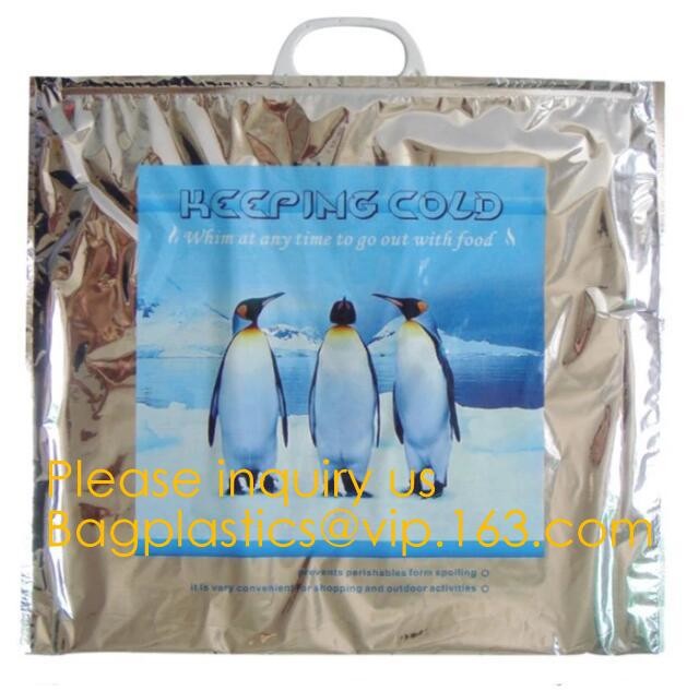 Custom Packing Aluminum Foil Zip-Lock Grocery Handle Thermal Insulation Cooler Bag For Outdoors,Promotional Insulated La
