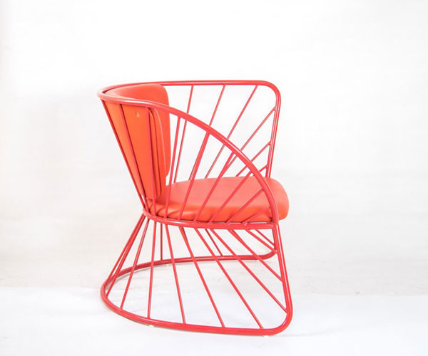 Basket Metal Frame Dining Chairs Red Italian Minimalist Coffee Shop 76x64x69cm
