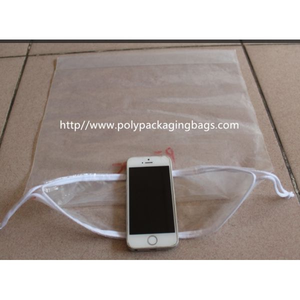 Personalized Clear HDPE / LDPE Drawstring Plastic Bags For Garment Packaging
