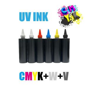 China CMYK+W+V UV DTF Ink UV DTF Glue Ink and Varnish UV DTF Printer Printing Ink Price wholesale