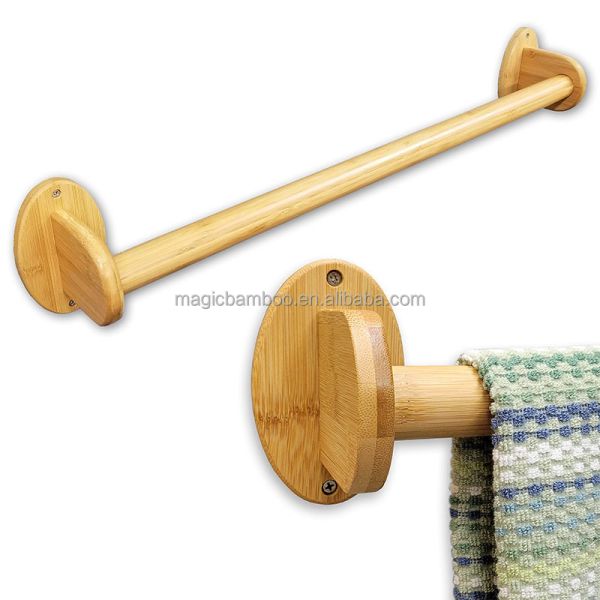 BAMBOO Towel Rack Wall Mount for Team Customers in Bathroom Kitchen Studio Spa Shower