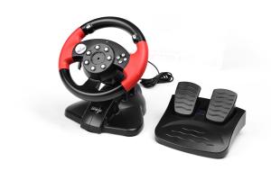 China Red / Green Wired USB Video Game Steering Wheel With Vibration wholesale