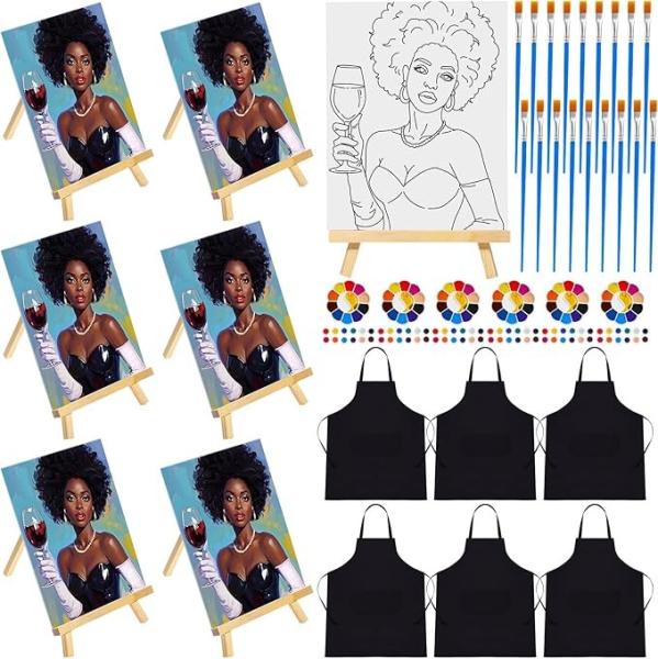 Quality Cotton Sip And Paint Kits Pre Drawn Canvas For Adults , Pre Printed Stretched Canvas for sale