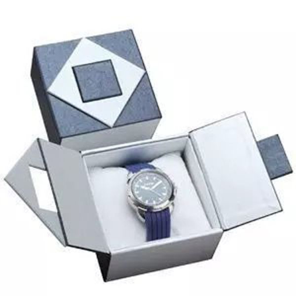 custom middle opened door book shape watch box luxury rigid hinged packaging watch gift box