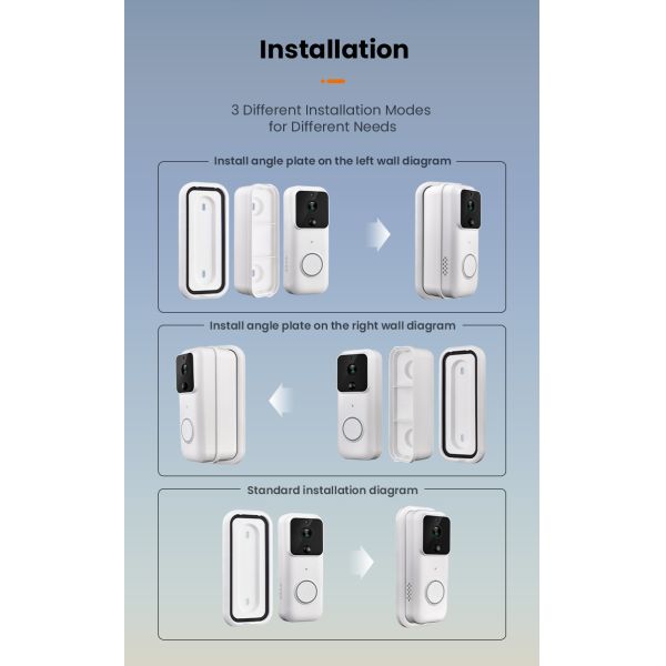 Rechargeable Home Smart Wireless Video Doorbell Tuya Wifi Intercom Doorbell