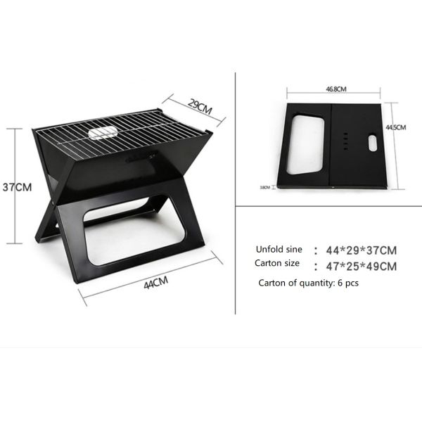 Outdoor Portable Grill Charcoal Grills X Folding Grill BBQ for Camping Easily Cleaned