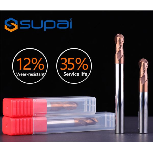 High Performance Machining HRC55 2 Flute Carbide Ball Nose EndMill with AICrSiN Coating for CNC Milling