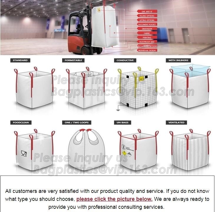 polypropylene woven plastic jumbo bag pp big bag for sand, building material, 500kg-1000kg PP Woven Jumbo Bag Big Bag wi